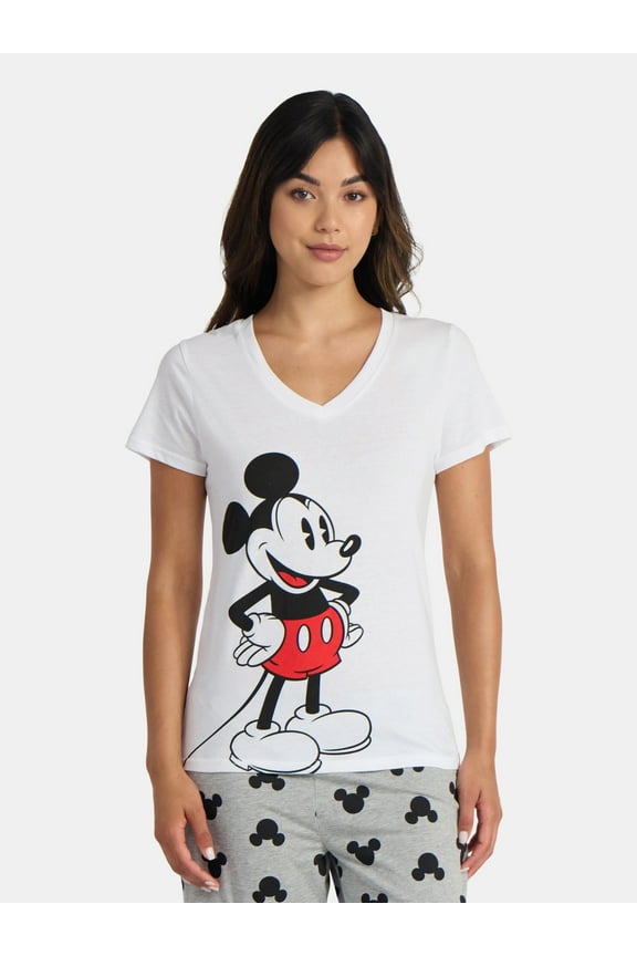 Women's Mickey Mouse Graphic Tee with Short Sleeves, Sizes S-XXL