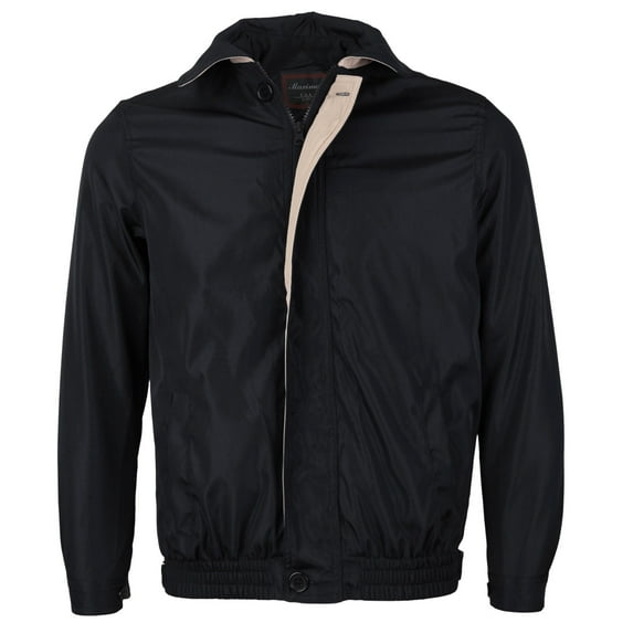 Men's Microfiber Golf Sport Water Resistant Zip Up Windbreaker Jacket BENNY (Black / Khaki,L)