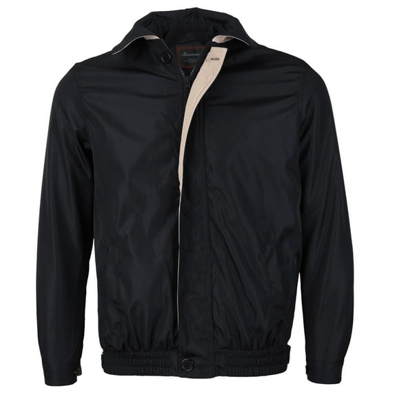 Men's Microfiber Golf Sport Water Resistant Zip Up Windbreaker Jacket BENNY (Black / Khaki,L)