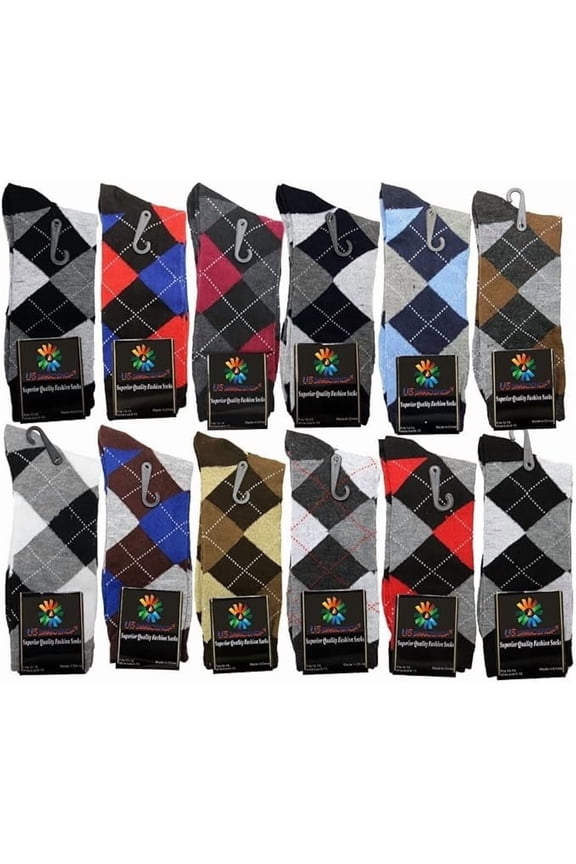 Men's Mid-Calf Black Diamond-Patterned Ribbed Socks, 3 Pack