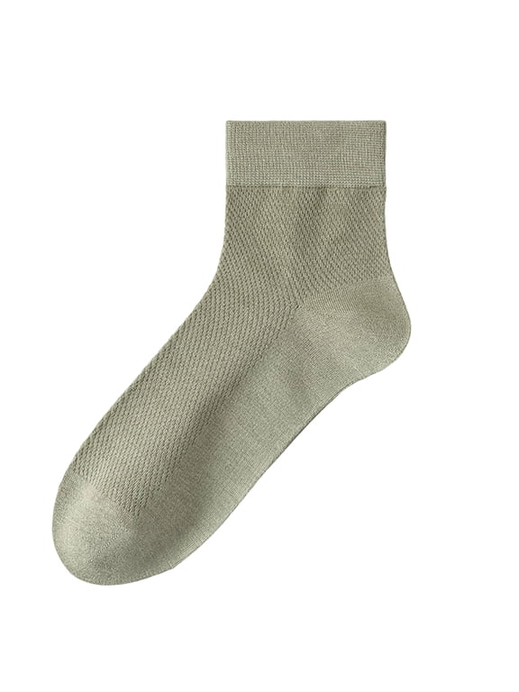 Men's Mid Calf Socks Moisture Wicking Odor Control Seamless Toe Cooling Mesh Breathable Thin Lightweight Socks for Summer Sports Running Walking Daily Wear Green