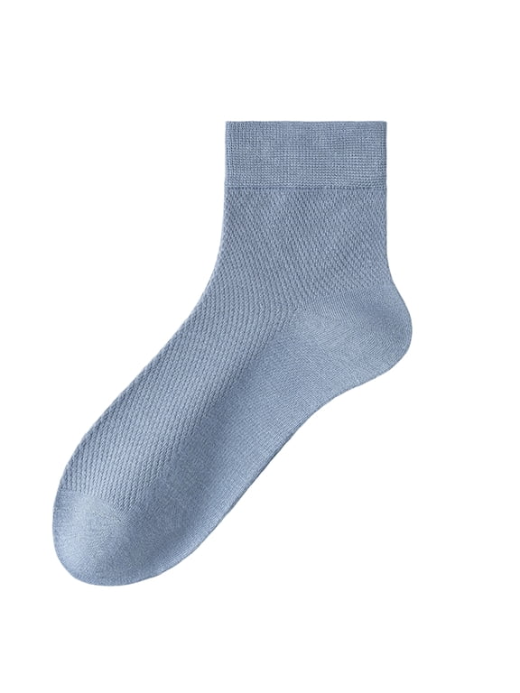 Men's Mid Calf Socks Moisture Wicking Odor Control Seamless Toe Cooling Mesh Breathable Thin Lightweight Socks for Summer Sports Running Walking Daily Wear Blue