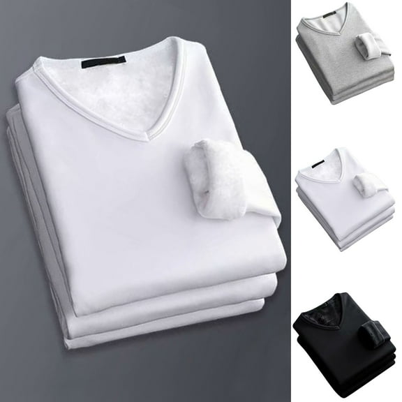 Men's Mid/Heavy Weight Thermal Underwear Top, Fleece Lined Long Sleeve Shirt, Soft Base Layer Top