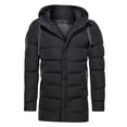 thumbnail image 1 of Men's Mid Length Padded Coat Hooded Winter Warm Full Zip Puffy Jackets, 1 of 4