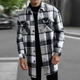 thumbnail image 1 of Men's Mid-Length Plaid Shacket Long Sleeve Casual Button Down Shirt Stylish Long Jackets Loose Outfit Blouse Tops (XL, Black), 1 of 4