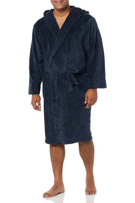 Men's Mid-Length Plush Bathrobe