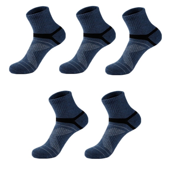 Men's Mid Length Sports Performance Socks for Basketball Running Athletic Activities with Sweat Absorbing Breathable Thickened Design 5 Pairs