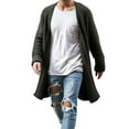 thumbnail image 1 of Men's Mid Length Sweater Coat Long Sleeve Solid Textured Chunky Knit Cardigan Outerwear Gray 2XL, 1 of 4