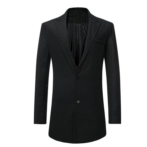 Men's Mid Long Blazer Trench Coat Lapel Two-button Business Casual Single Breasted Long Sleeve Suit Jacket Coats