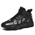 thumbnail image 1 of Men's Mid Top Basketball Court Athletic Sneakers, Mixed Material Upper Lace‑Up Closure Round Toe Non‑Slip Rubber Outsole Supportive Footwear For Sports Training And Daily Wear, 1 of 7