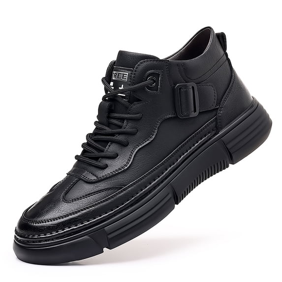 Side Panel Options Men's Mid Top Casual Ankle Boots, Lace Up Footwear with Side Buckle ...
