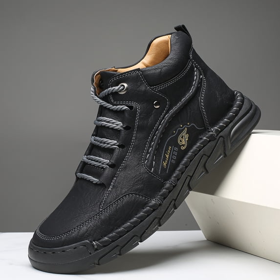 Men's Mid-Top Casual Hiking Shoes Breathable Lace-Up Walking Sneakers Non-Slip Outdoor Trekking Footwear for Spring Summer and Fall