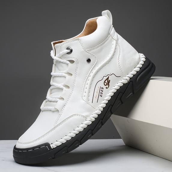 Men's Mid-Top Casual Hiking Shoes Breathable Lace-Up Walking Sneakers Non-Slip Outdoor Trekking Footwear for Spring Summer and Fall