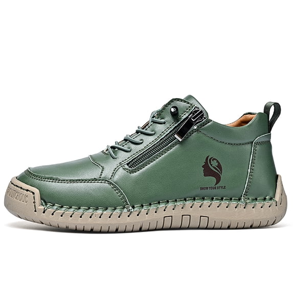 Men's Mid‑Top Casual Walking Shoes, Round Toe Synthetic Upper With Lace ...