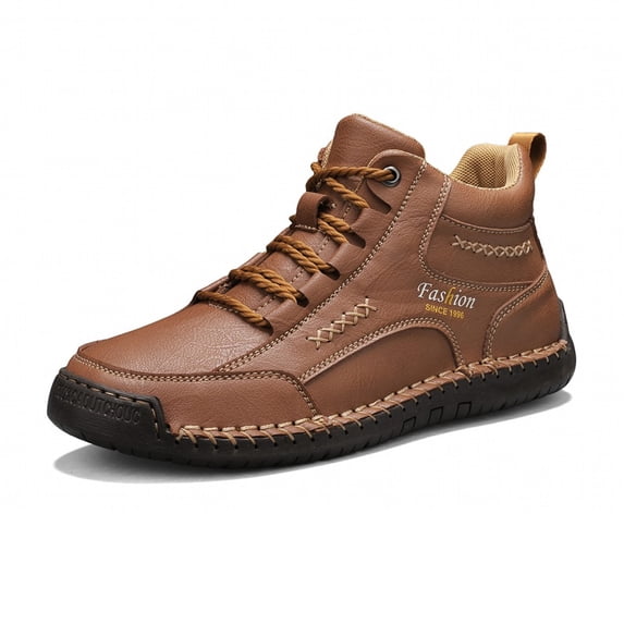 Mid Guy Men's Mid Top Hand Stitched Casual Ankle Boots, Lace Up Daily Outdoor ...