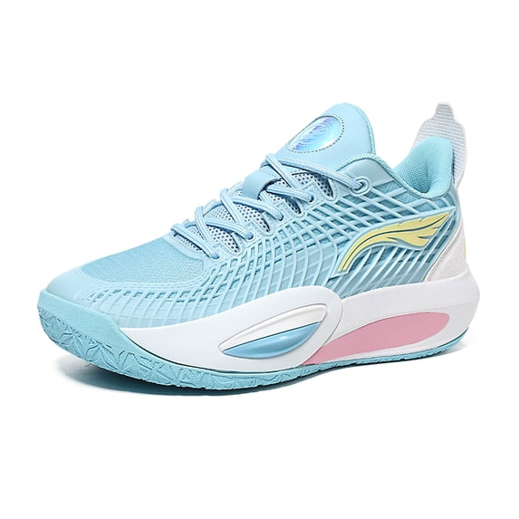 Men's Mid-Top Lace-Up Basketball Sneakers, Grid Textured Upper Athletic Shoes for Sports and Daily Wear