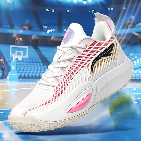 Men's Mid-Top Lace-Up Basketball Sneakers, Grid Textured Upper Athletic Shoes for Sports and Daily Wear
