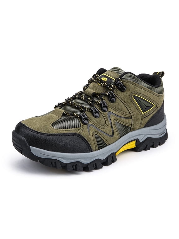 Men's Mid Top Suede Breathable Outdoor Hiking Shoes Non Slip Rugged Trekking Sneakers
