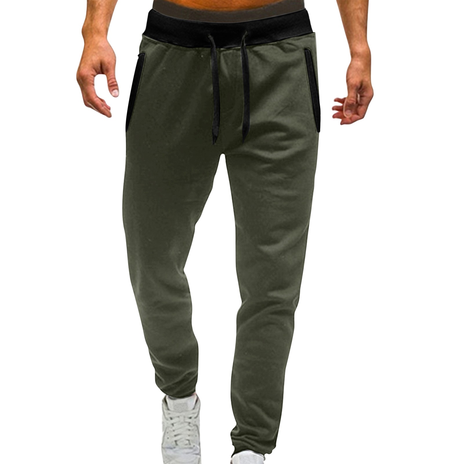 Men's Mid Waisted Pants Casual Jogging Sports Elastic With Pockets ...