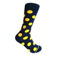 thumbnail image 1 of Men's Mid-calf Polka Dots Dress Casual Socks in Navy with Gold Yellow Color, 1 of 1
