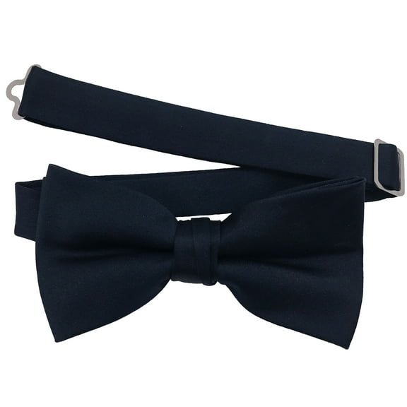 Men’s Midnight Blue Formal Satin Pre-Tied Bow Tie in a Variety of Colors by Spencer J’s Signature Satin Collection