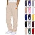 thumbnail image 1 of Men's Midweight Fleece Jogger Sweatpants, Open Bottom Elastic Drawstring Waist with Pockets for Lounge - Sweatpants for Men Red 2XL, 1 of 7