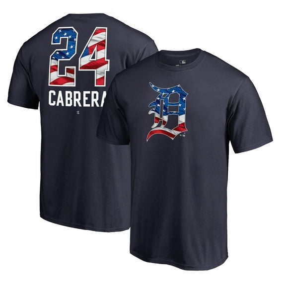 Men's Miguel Cabrera Navy Detroit Tigers Banner Wave Name & Number T-Shirt