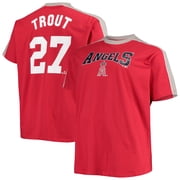 Mens Mike Trout Red/Silver Los Angeles Angels Big & Tall Fashion Piping Player T-Shirt