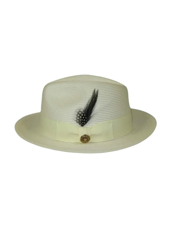 Men's Milani Straw Braided Fedora Hat Soft Crushable FDS-002 Solid Ivory
