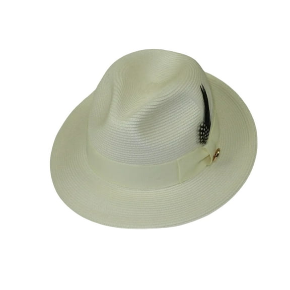 Men's Milani Straw Braided Fedora Hat Soft Crushable FDS-002 Solid Ivory