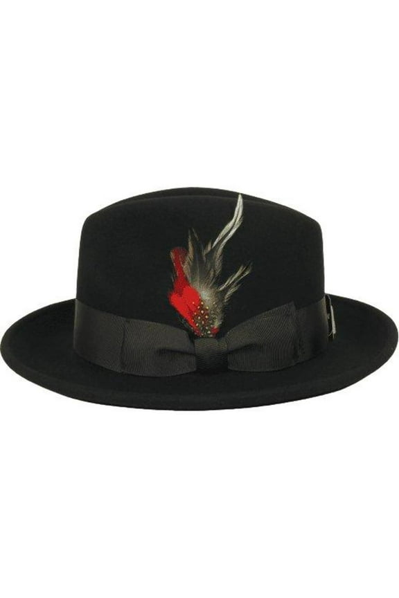 Men's Milani Wool Fedora Hat Soft Crushable Lined FD219 Black