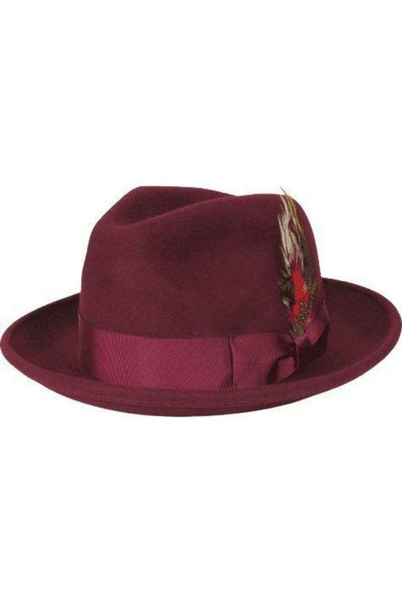 Men's Milani Wool Fedora Hat Soft Crushable Lined FD219 Burgundy