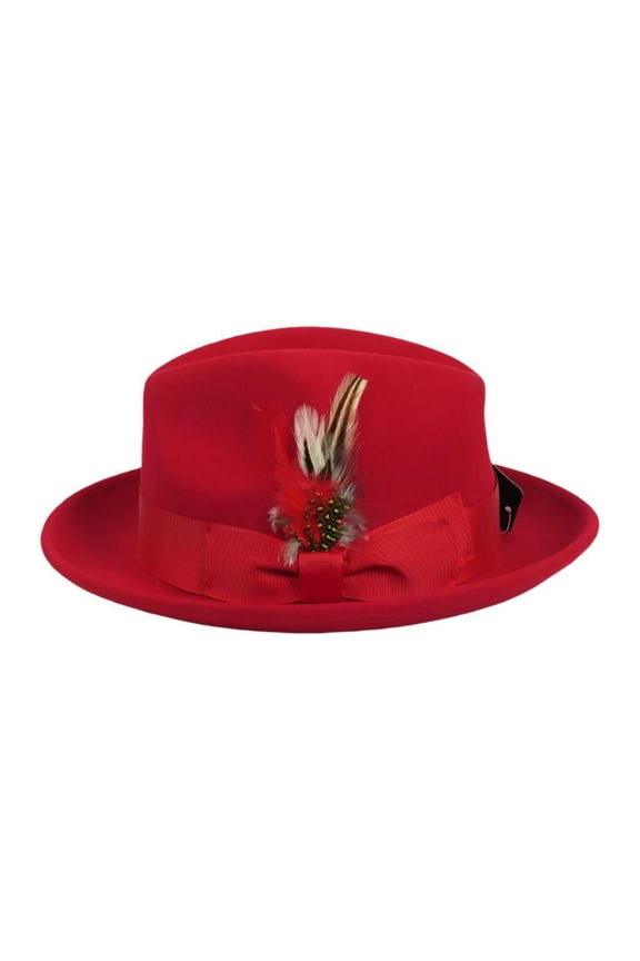 Men's Milani Wool Fedora Hat Soft Crushable Lined FD219 Fire Red