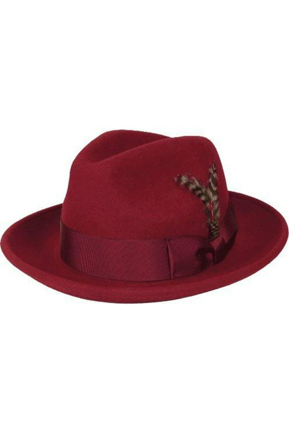 Men's Milani Wool Fedora Hat Soft Crushable Lined FD219 Red Wine