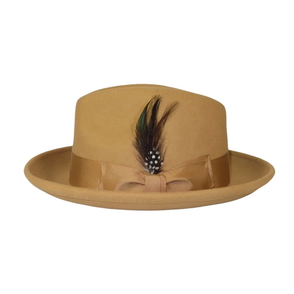 Men's Milani Wool Fedora Hat Soft Crushable Lined FD219 Tan Camel