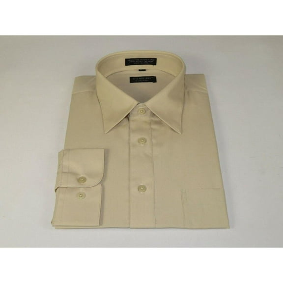Men's Milani dress shirt soft cotton Blend easy wash business Long sleeves Tan