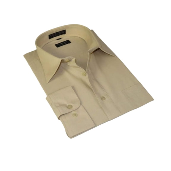 Men's Milani dress shirt soft cotton Blend easy wash business Long sleeves Tan