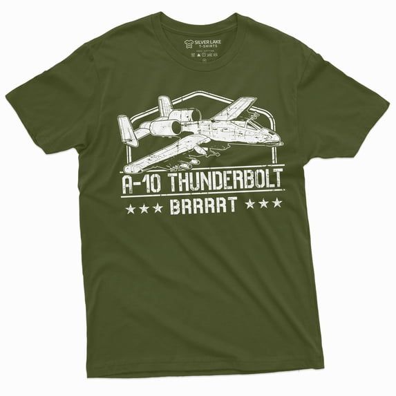 Men's Military Army A-10 Thunderbolt II legendary airplane T-shirt BRRRT US Shirt (4X-Large Military Green)