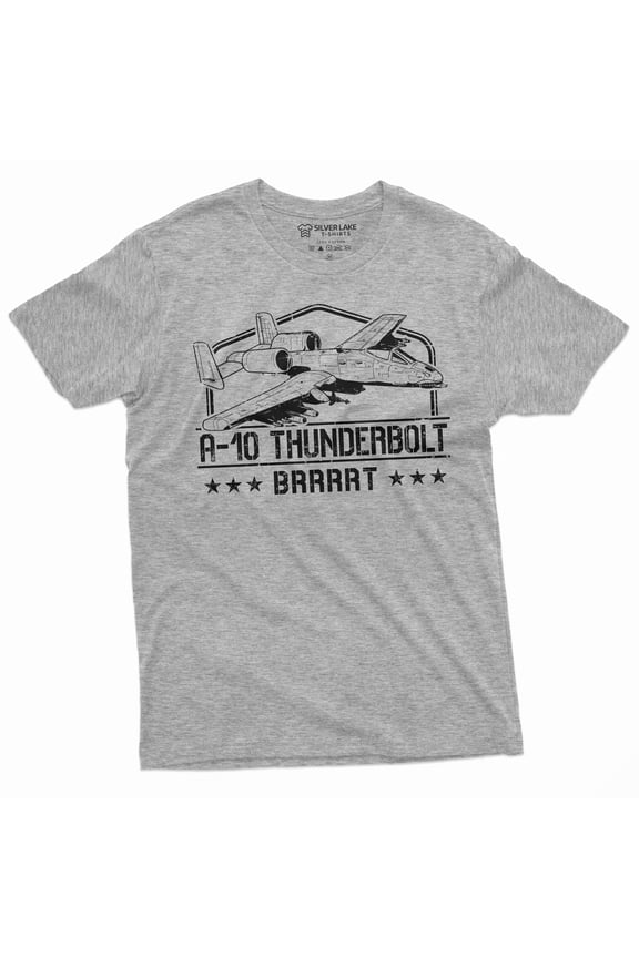 Men's Military Army A-10 Thunderbolt II legendary airplane T-shirt BRRRT US Shirt (Medium Grey)