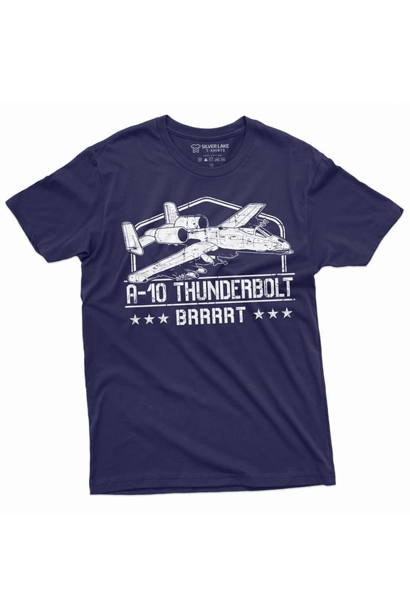 Men's Military Army A-10 Thunderbolt II legendary airplane T-shirt BRRRT US Shirt (XX-Large Navy Blue)