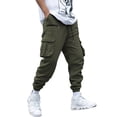 thumbnail image 1 of Men's Military Cargo Pants Water Resistant Elastic Waist Cargo Pants Lightweight Durable Ripstop Joggers with Multi Pockets Big and Tall Trousers,Green 2XL, 1 of 3