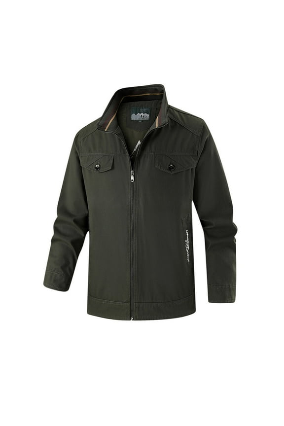 Men's Military Jacket Casual Washed Cotton Hooded Canvas Coat Fall Coat Casual Loose Fitting Workwear Long Sleeved Hooded Jacket