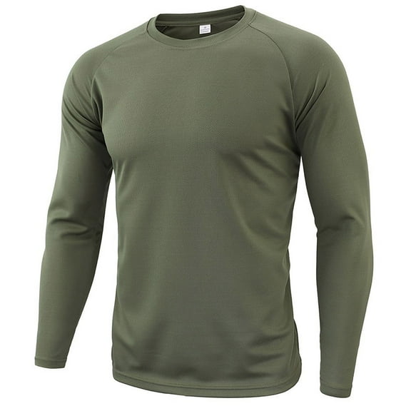 Men's Military Long Sleeve Training T-Shirt UPF Sun Protection Performance Tees Outdoor Hiking Running Quick Dry Top