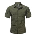Men's Military Shirt Solid Color Short Sleeve Button Up Cargo Outdoor ...