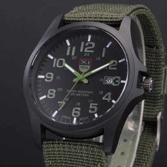 Men's Military Sports Analog Quartz Watch with Date Display, Stainless Steel Case and 2.2cm Band for Outdoor Adventures