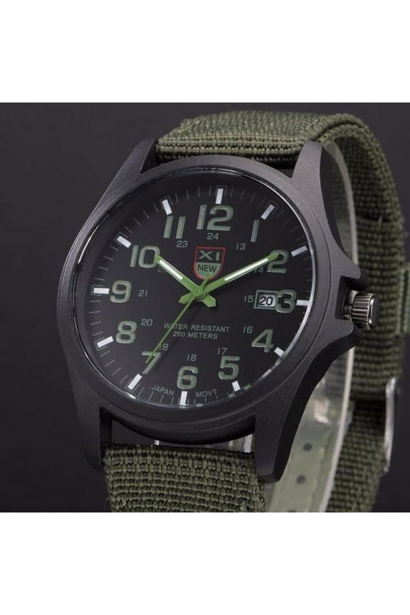 Men's Military Sports Analog Quartz Watch with Date Display, Stainless Steel Case and 2.2cm Band for Outdoor Adventures