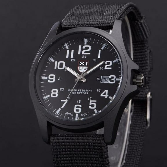 Men's Military Analog Quartz Watch - Stainless Steel Sports Wristwatch with Date, Outdoor & Casual Style