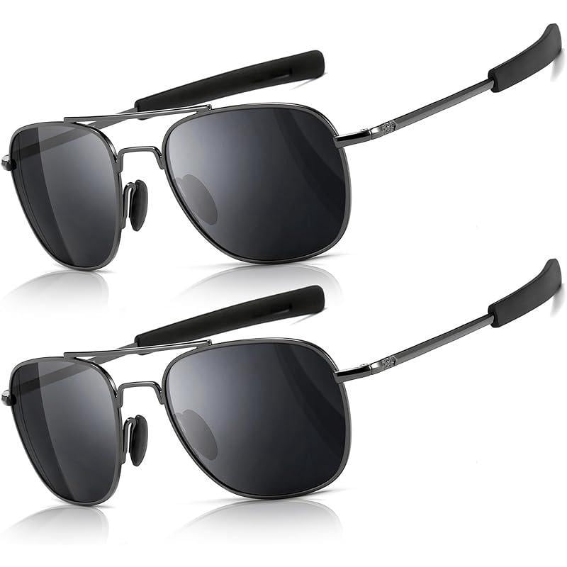 Men's Aviator Sunglasses - 53mm TAC Polarized Lenses, Metal Pilot Frame With Bayonet Temples