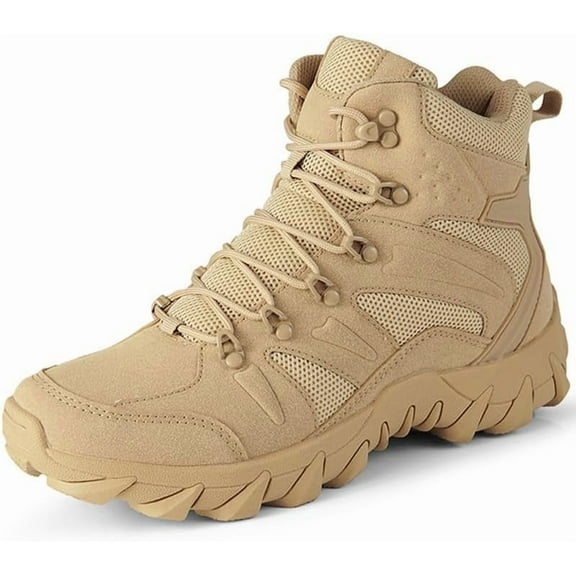 Men's Military Tactical Boots Combat Boots 6 Inches Lightweight Work Army Boots Side Zipper Motorcycle Boots