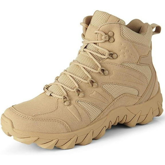 Men's Military Tactical Boots Combat Boots 6 Inches Lightweight Work Army Boots Side Zipper Motorcycle Boots